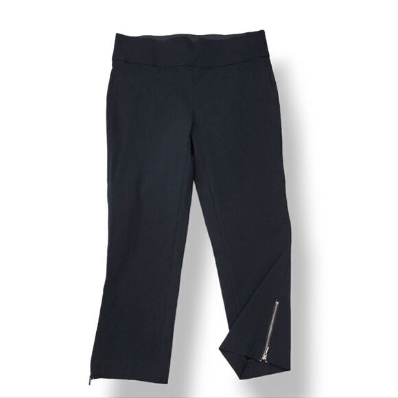Rafaella Comfort Pull On Style Stretch Zippered Ankle Crop Pants in Black Size 4 - Picture 2 of 11